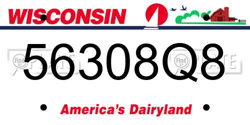 56308Q8 Wisconsin License Plate