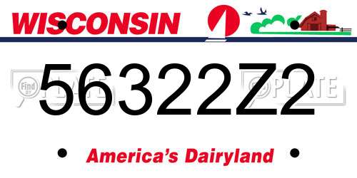 56322Z2 Wisconsin License Plate