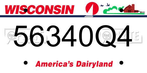 56340Q4 Wisconsin License Plate
