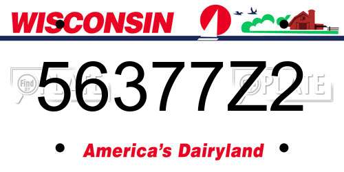 56377Z2 Wisconsin License Plate