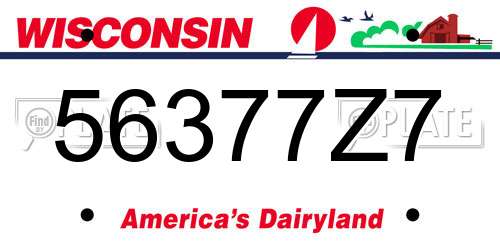56377Z7 Wisconsin License Plate