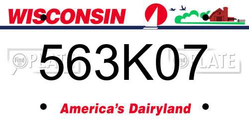 563K07 Wisconsin License Plate