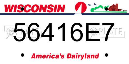 56416E7 Wisconsin License Plate
