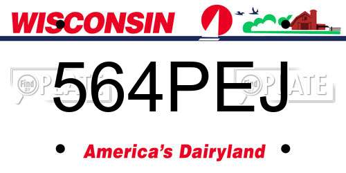 564PEJ Wisconsin License Plate