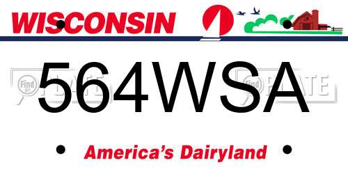 564WSA Wisconsin License Plate