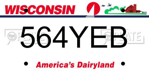 564YEB Wisconsin License Plate