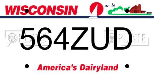 564ZUD Wisconsin License Plate