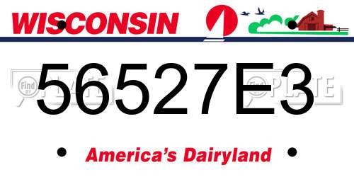56527E3 Wisconsin License Plate