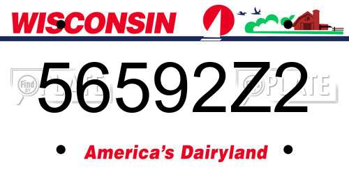 56592Z2 Wisconsin License Plate