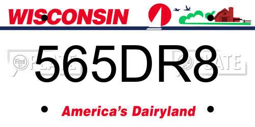565DR8 Wisconsin License Plate