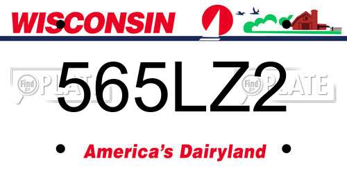 565LZ2 Wisconsin License Plate