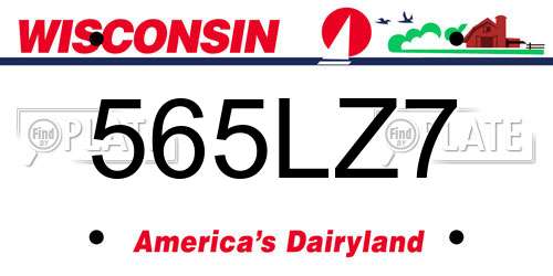 565LZ7 Wisconsin License Plate