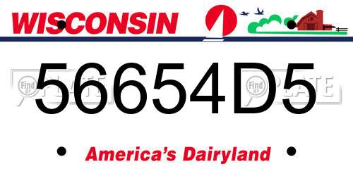 56654D5 Wisconsin License Plate