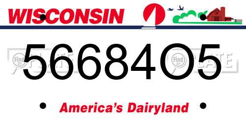 56684O5 Wisconsin License Plate