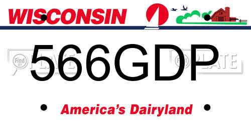 566GDP Wisconsin License Plate