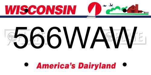 566WAW Wisconsin License Plate