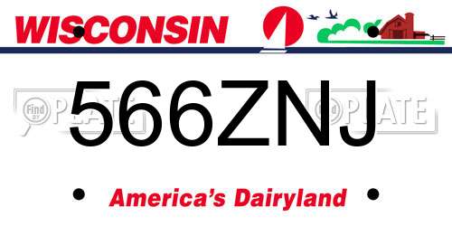 566ZNJ Wisconsin License Plate