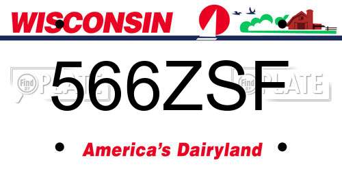 566ZSF Wisconsin License Plate