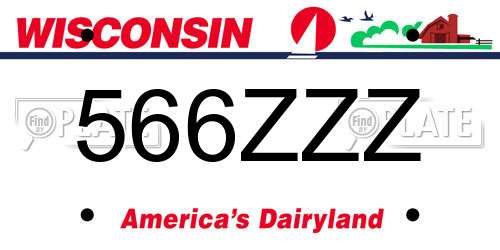566ZZZ Wisconsin License Plate