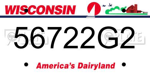 56722G2 Wisconsin License Plate