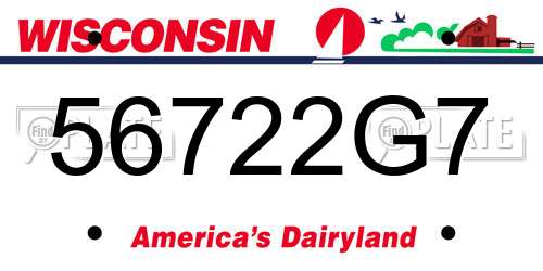 56722G7 Wisconsin License Plate
