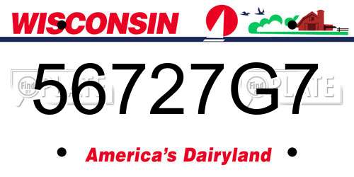 56727G7 Wisconsin License Plate