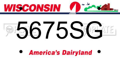 5675SG Wisconsin License Plate