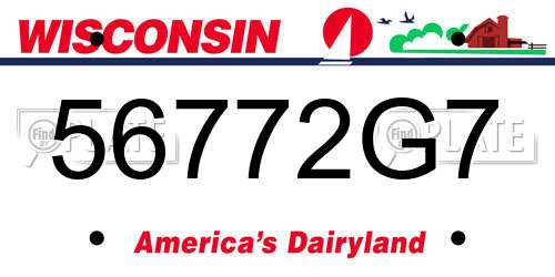 56772G7 Wisconsin License Plate