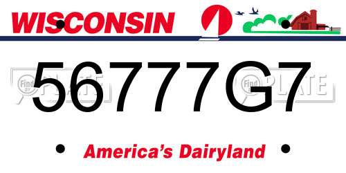 56777G7 Wisconsin License Plate