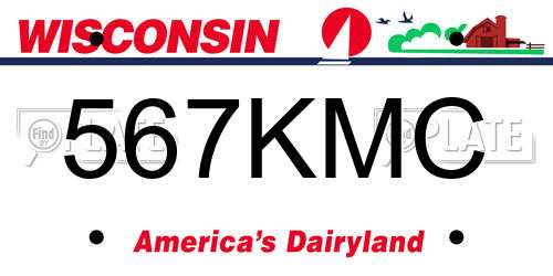 567KMC Wisconsin License Plate