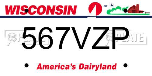567VZP Wisconsin License Plate