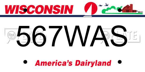 567WAS Wisconsin License Plate