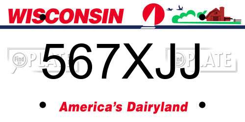 567XJJ Wisconsin License Plate