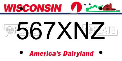 567XNZ Wisconsin License Plate