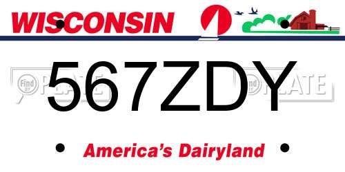 567ZDY Wisconsin License Plate