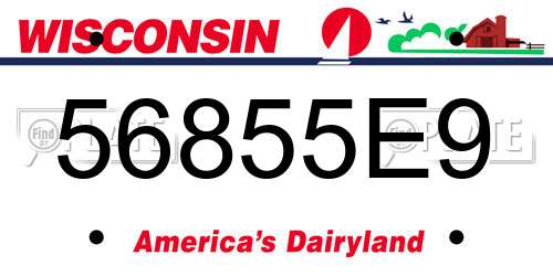 56855E9 Wisconsin License Plate