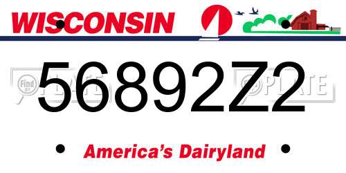 56892Z2 Wisconsin License Plate