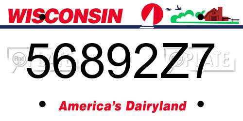 56892Z7 Wisconsin License Plate