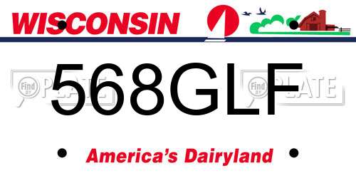 568GLF Wisconsin License Plate