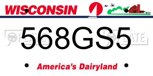 568GS5 Wisconsin License Plate