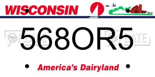 568OR5 Wisconsin License Plate