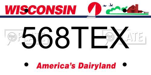 568TEX Wisconsin License Plate