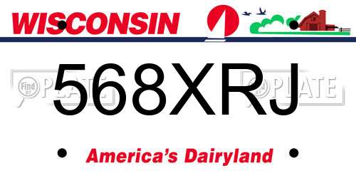 568XRJ Wisconsin License Plate