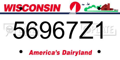56967Z1 Wisconsin License Plate