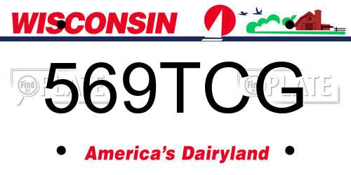 569TCG Wisconsin License Plate