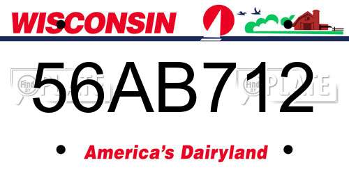 56AB712 Wisconsin License Plate