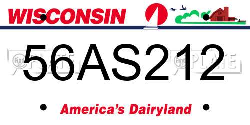 56AS212 Wisconsin License Plate