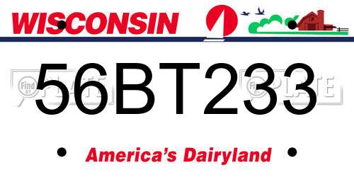 56BT233 Wisconsin License Plate
