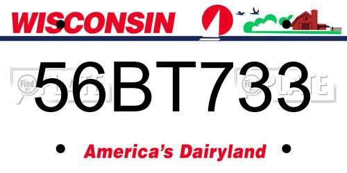 56BT733 Wisconsin License Plate