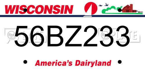 56BZ233 Wisconsin License Plate